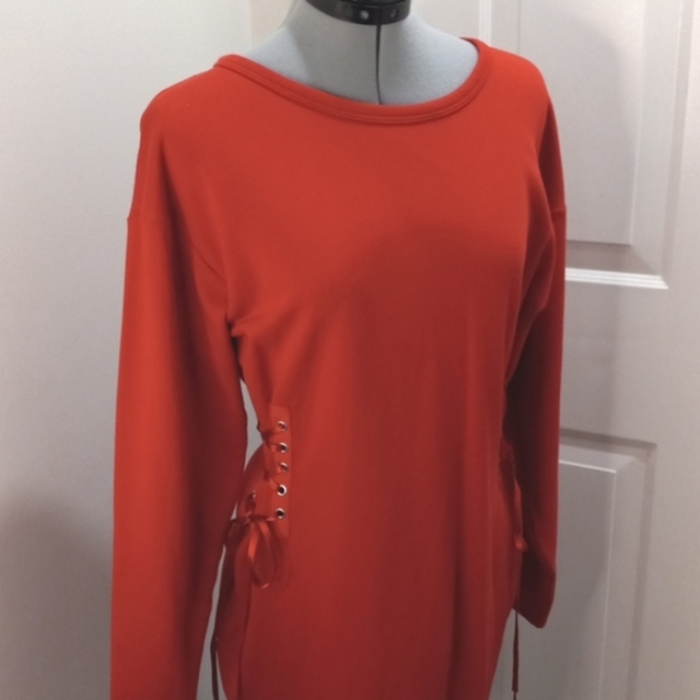 Project Runway Red Lace Up Sides. Size Med